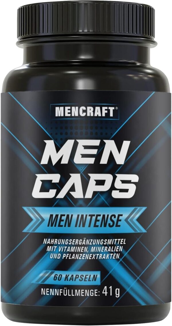 MENCRAFT MEN INTENSE Men's Capsules Extra Strong Durable Formula High Dose with L-Arginine, Maca, Vitamins, Ginseng, Ginkgo, 60 Capsules