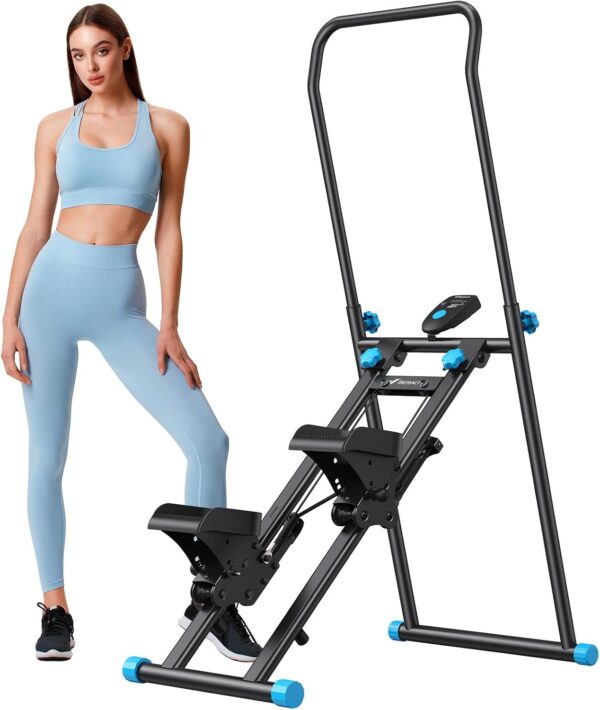 MERACH 2025 Neues Stair Stepper für Home Gym Übung,Vertical Climber Maschine für Ganzkörper-Workout,Compact Folding Cardio Übung Climber mit erweiterten Schrittweite,verstellbare Lenker & Pedale
