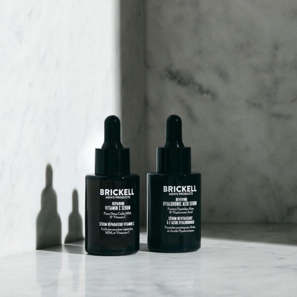 Brickell Men's Products Day and Night Face Serum Routine for Men, Organic and Natural Anti-Aging Facial Serums, Fragrance Free