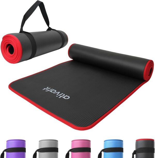 Ativafit Phthalate-Free Yoga Mat, Non-Slip and Joint-Friendly Sports Mat for Yoga /Pilates, Sports Fitness Mat, Gym Mat with Carry Strap, Pilates Mat, 183 x 61 x 1 cm, Training Mat