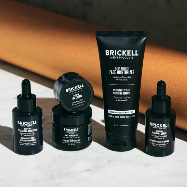 Brickell Men's Products Full Defense Anti-Aging Routine, Night Face Cream, Vitamin C Day and Night Serum, Moisturiser w/SPF and Eye Cream, Natural and Organic, Scented