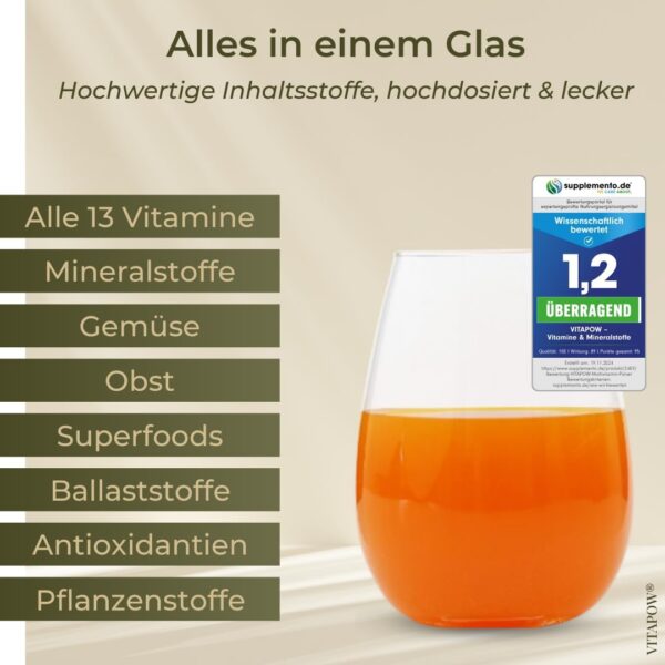 Multivitamin Powder + Magnesium, Zinc & Selenium - Vitamins A-Z High Dose - Strengthen Immune System - High-Quality Micronutrients - No Added Sugar - Vegan - Made in Germany - ACE Flavour