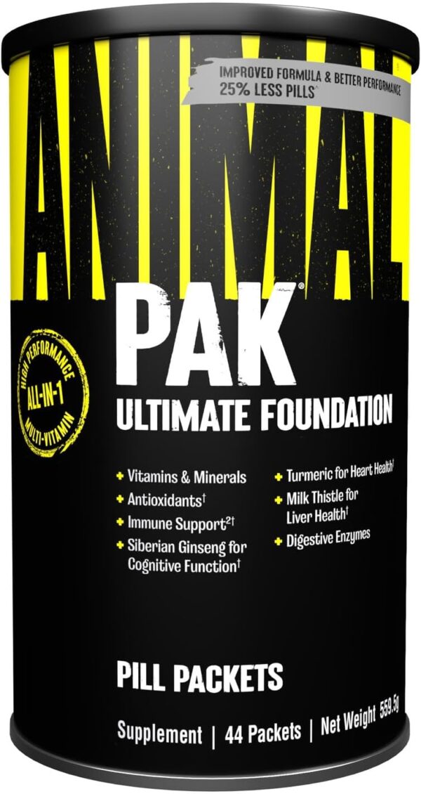 ANIMAL Pak Ultimate Foundation - 12-in-1 Multivitamin Complex with Vitamins, Minerals & Amino Acids - with Vitamin D3 K2 & Magnesium - 44 Packs of 8 Tablets