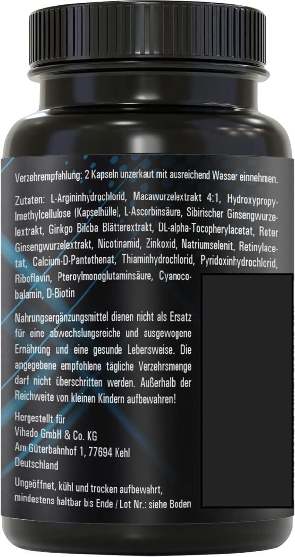 MENCRAFT MEN INTENSE Men's Capsules Extra Strong Durable Formula High Dose with L-Arginine, Maca, Vitamins, Ginseng, Ginkgo, 60 Capsules