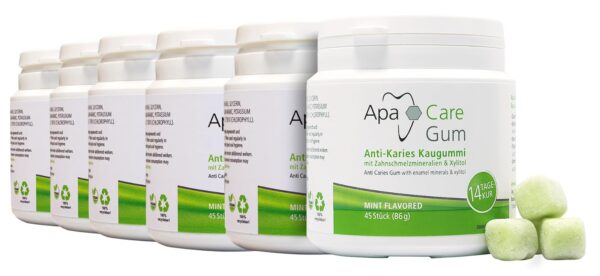 ApaCare Gum Anti-Caries Chewing Gum with Enamel Minerals | 6 Tins