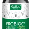 Probioc Kulturen Complex – 25 Bacteria Strains + Inulin – 300 Billion CFU/g – 180 High Dose & Enteric Juice-Resistant Capsules – with Lactobacillus & Bifidobacteria Raibu