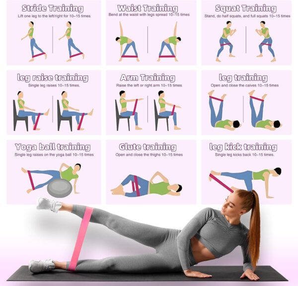 Fitness Bands Set of 5 Resistance Bands with 5 Levels Exercise Bands for Home Fitness, Stretching, Strength Training, Physiotherapy, Pilates, Yoga, Elastic Workout Bands for Women