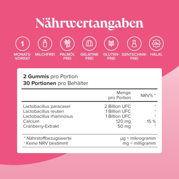 Probiotics Women - With Calcium & Cranberry for Flora Intima and Gut Health - Vegan and Gluten Free - Intestinal Bacteria Probiotics - 60 Probiotics Gummy Bears - Intestinal Flora Building - Novomins