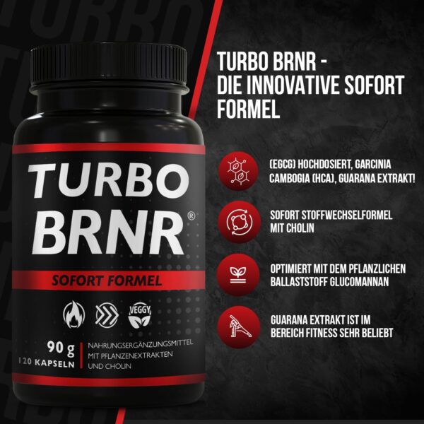 71Ab9taaPL._AC_SL1500_.jpg BRNR Turbo BRNR Instant Metabolism Formula with Choline, Green Tea Extract, Glucomannan, Garcinia Cambogia, Guarana, 120 Capsules