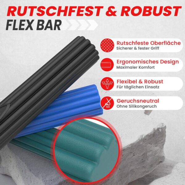 FUNFLEX Flexible Resistance Bar, Set of 3, 3 Resistance Tennis Elbow Bar, Grip Strength Training, Fitness Resistance Bar, Forearm & Wrist Strength Training