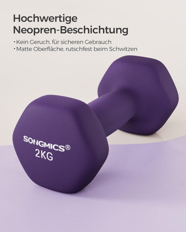 SONGMICS Dumbbells Set of 2 Dumbbells Hexagon Neoprene Coating Strength Training Workout Fitness Training Home