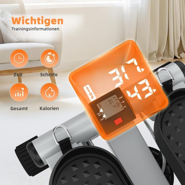Niceday Mini Stepper for Home | Up-Down Swing Stepper with Power Ropes | Stepper Home Trainer with LCD Display | 2 in 1 Training Device up to 100 kg | Leg / Arm Trainer, Home Fitness Exercise