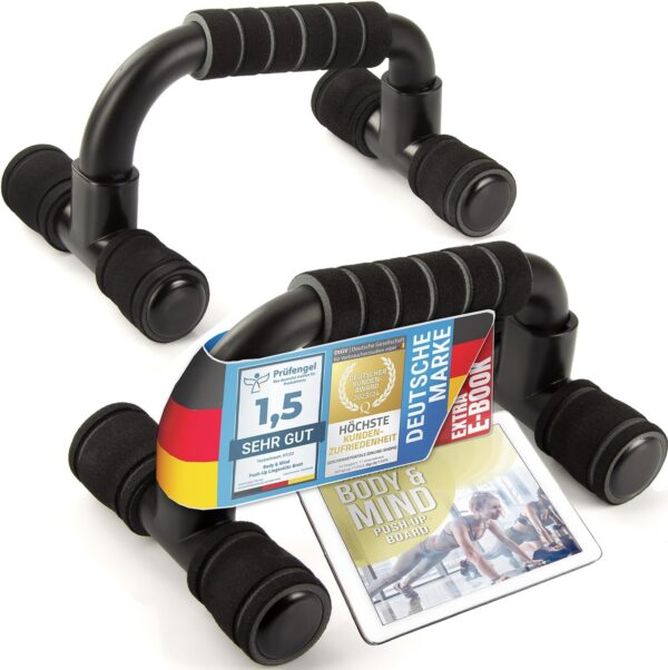 Body & Mind® Push-up Push-Up Handles; Compact Training Grips Fitness Rack for Full Body Training & Effective Push Ups; Strength Training