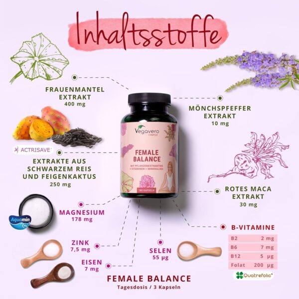 71KPyuilw7L._AC_SL1500_.jpg Vegavero Female Balance, 180 Capsules, Monk Pepper, Women's Coat, Iron, Quatrefolic Folic Acid, Actrisave, Cycle Balance, Vegan, No Additives