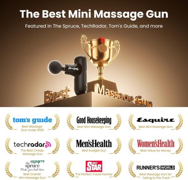 Bob and Brad Q2 Mini Massage Gun, Pocket Size Deep Tissue Percussion Massager, Ultra Small & Portable Quiet Massage Gun with Carry Bag for Muscle Relaxation, Black