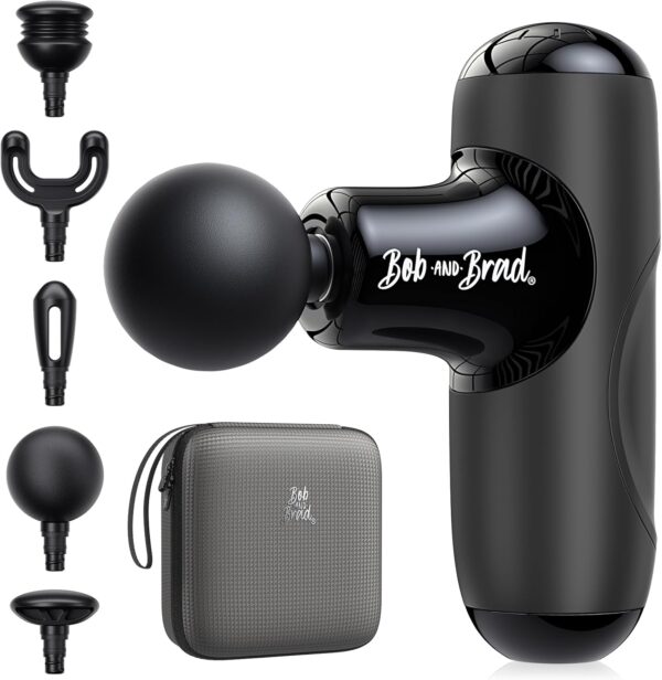 Bob and Brad Q2 Mini Massage Gun, Pocket Size Deep Tissue Percussion Massager, Ultra Small & Portable Quiet Massage Gun with Carry Bag for Muscle Relaxation, Black