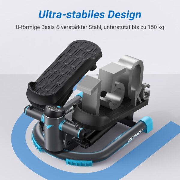 MERACH Mini Stepper für Zuhause, Swing Stepper mit 150 kg Belastung und Widerstandsbändern, Twist Stepper für effektives Bein/Arm/Butt Training, Fitnessgerät für Home Office