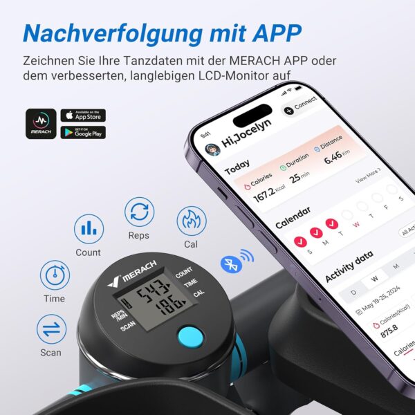 MERACH Mini Stepper für Zuhause, Swing Stepper mit 150 kg Belastung und Widerstandsbändern, Twist Stepper für effektives Bein/Arm/Butt Training, Fitnessgerät für Home Office