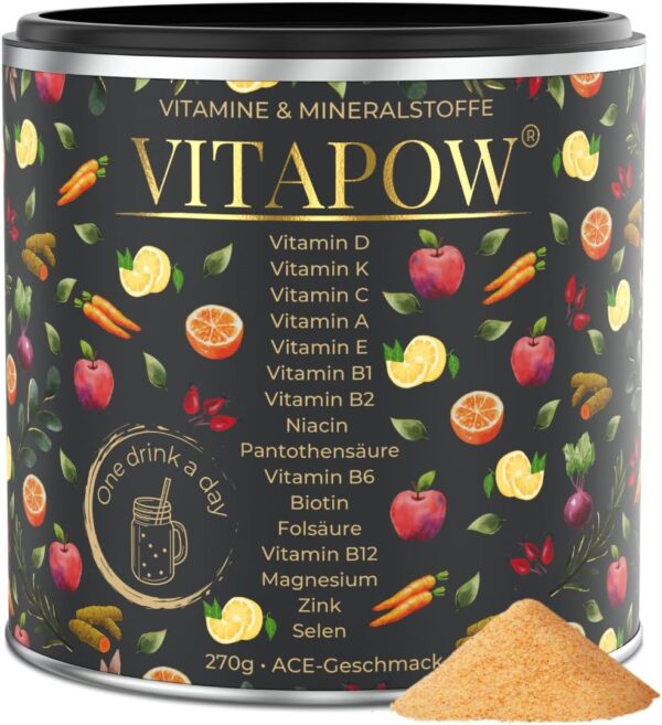 Multivitamin Powder + Magnesium, Zinc & Selenium - Vitamins A-Z High Dose - Strengthen Immune System - High-Quality Micronutrients - No Added Sugar - Vegan - Made in Germany - ACE Flavour