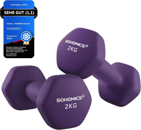 SONGMICS Dumbbells Set of 2 Dumbbells Hexagon Neoprene Coating Strength Training Workout Fitness Training Home
