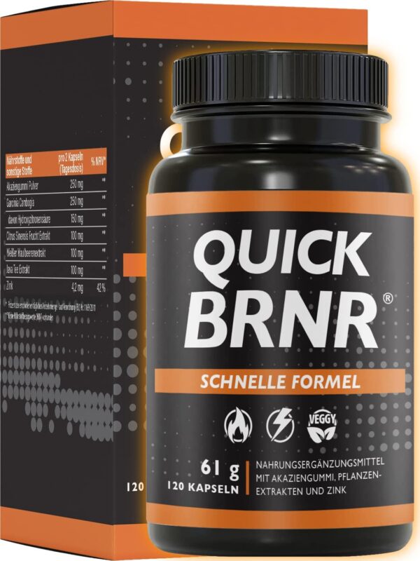 BRNR Quick BRNR Fast Formula 6-in-1 with Garcinia Cambogia, Metabolism Formula with Zinc, 120 Capsules