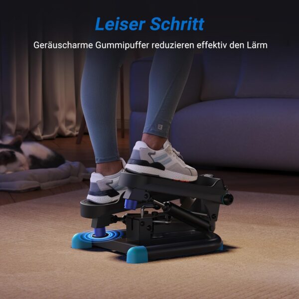 MERACH Mini Stepper für Zuhause, Swing Stepper mit 150 kg Belastung und Widerstandsbändern, Twist Stepper für effektives Bein/Arm/Butt Training, Fitnessgerät für Home Office