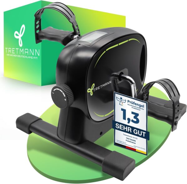 Tretmann Basic Pedal Trainer Set – Extra Stable & Quiet – Includes Attachment Strap – Dekra Tested Leg Trainer for Seniors Exercise Bike Mini Bike Black Green