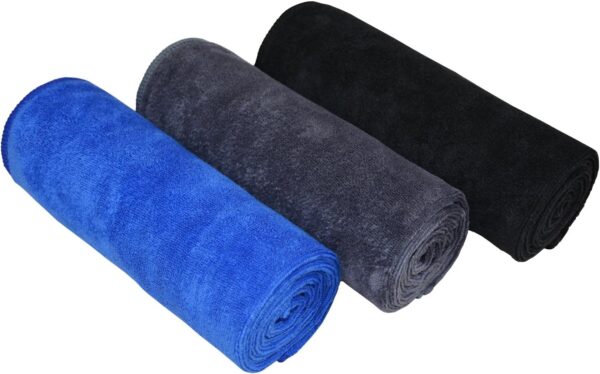 MAYOUTH Microfibre Towel Set for Sauna Fitness Sports Quick-Drying Microfibre Unisex Sports Towel Black + Blue + Grey 40 cm x 80 cm