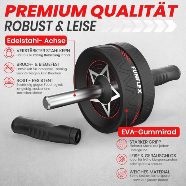 FUNFLEX Abdominal Roller, Abdominal Trainer Set - Upper Body Training Pack - Home Gym Equipment - Home Fitness Equipment for Men & Women - Full Body Workout - Effective Abdominal Muscle Training Home