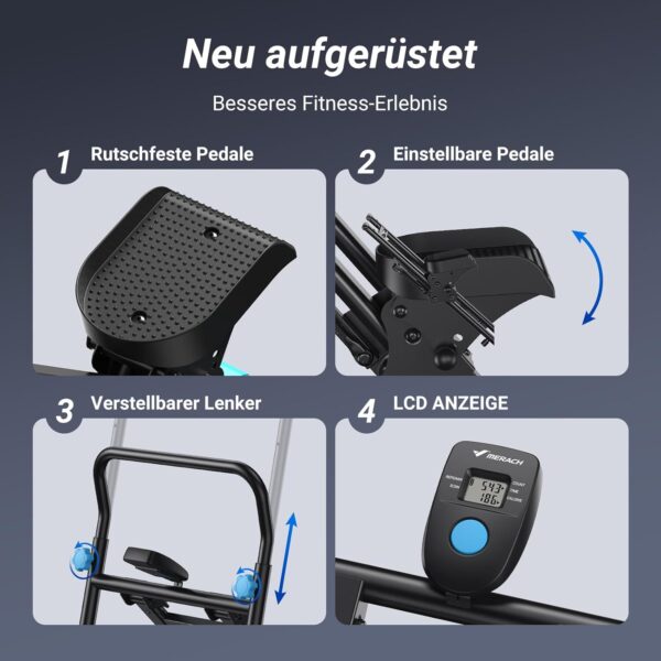 MERACH 2025 Neues Stair Stepper für Home Gym Übung,Vertical Climber Maschine für Ganzkörper-Workout,Compact Folding Cardio Übung Climber mit erweiterten Schrittweite,verstellbare Lenker & Pedale