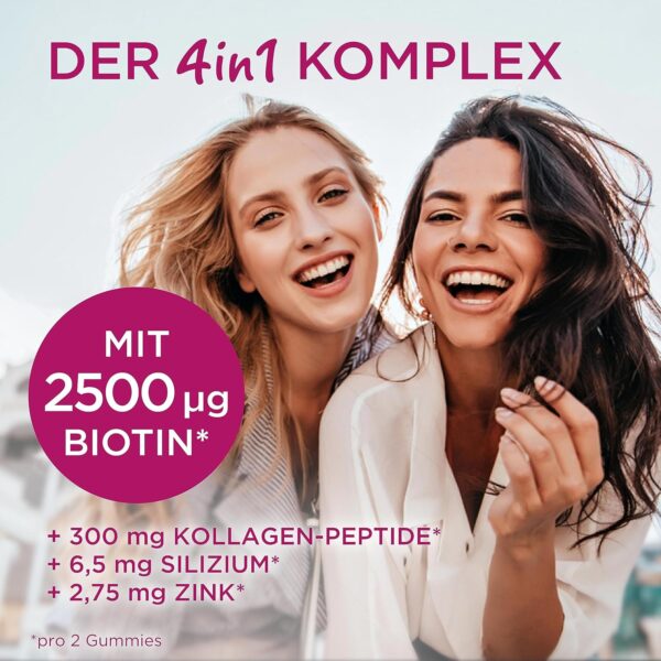 Biotin Gummy Bears I 2500 μg Biotin High Dose I Hair Skin Nails Gummies with Strawberry Flavour I Lactose-free Gluten-Free Hair Vitamins I Alternative to Skin Hair Nails Capsules I Pack of 60