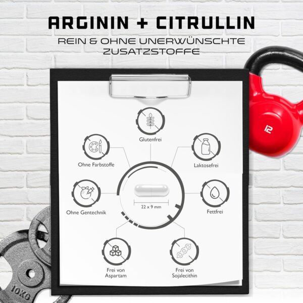 L-Arginine + L-Citrulline – 320 Capsules – 1100 mg per capsule – Citrulline 2:1 + Arginine Base 1:1 Ratio – Premium Amino Acids – Laboratory Tested Quality – German Elite Nutrition