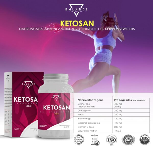 Ketosan (Diet Including Drainage) - Metabolism Capsules | Instant Metabolism Formula | Green Tea, Orthosiphon, Garcinia Cambogia, Piperina