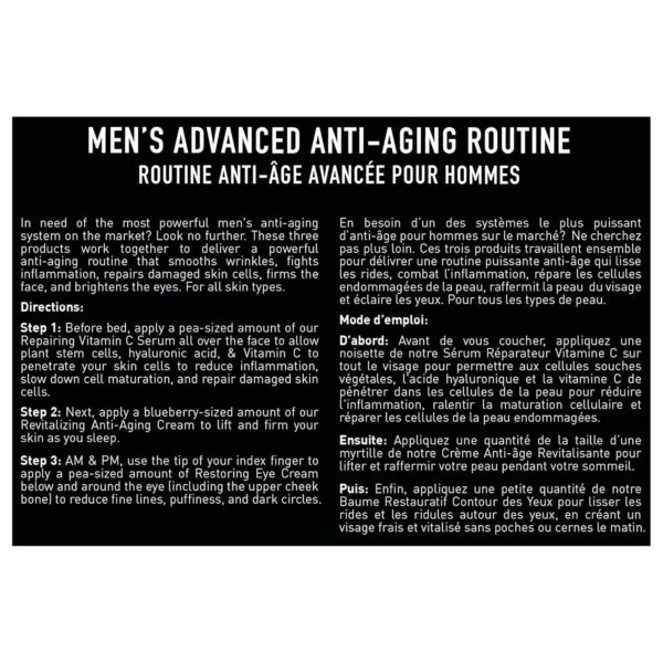 Brickell Men's Products Advanced Anti-Aging Routine, Night Face Cream, Vitamin C Face Serum and Eye Cream, Natural and Organic, Scented
