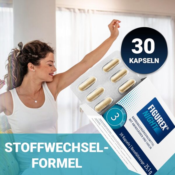 FIGUREX Night Metabolism Capsules with Choline for the Night, Innovative Formula with L-Tryptophan, L-Carnitine, 30 Capsules