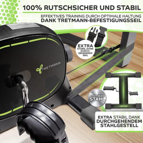 Tretmann Basic Pedal Trainer Set – Extra Stable & Quiet – Includes Attachment Strap – Dekra Tested Leg Trainer for Seniors Exercise Bike Mini Bike Black Green