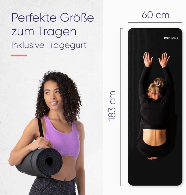 81kb2IS4Q-L._AC_SL1500_.jpg KG Physio non-slip yoga mat with shoulder strap - gymnastics mat for yoga, home training, HiiT and Pilates - fitness mat, sports mat, yoga mat non-slip, 183cm x 60cm x 8mm