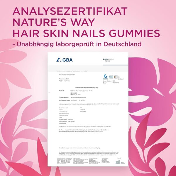 Biotin Gummy Bears I 2500 μg Biotin High Dose I Hair Skin Nails Gummies with Strawberry Flavour I Lactose-free Gluten-Free Hair Vitamins I Alternative to Skin Hair Nails Capsules I Pack of 60