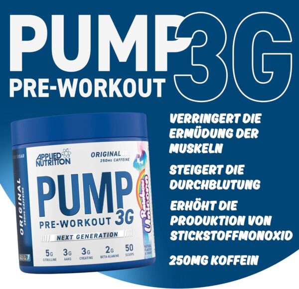 Applied Nutrition Pump 3G Booster Pre Workout - With Creatine Monohydrate - Energy, Focus & Performance (375 g (Pack of 1), Fruit Burst)