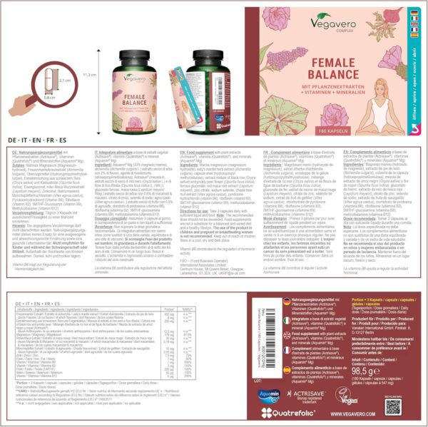 913I4LlWejL._AC_SL1500_.jpg Vegavero Female Balance, 180 Capsules, Monk Pepper, Women's Coat, Iron, Quatrefolic Folic Acid, Actrisave, Cycle Balance, Vegan, No Additives