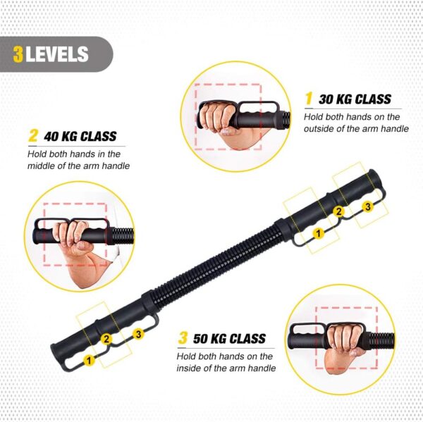 Professional King's Feather Bending Dumbbell Power Twister Adjustable 3 Weight Mode, High Performance Spring Expander for Shoulder, Arm and Chest Exercises, Upper Body Training, Arm Training Device 30 kg, 40 kg, 50 kg 3-in-1