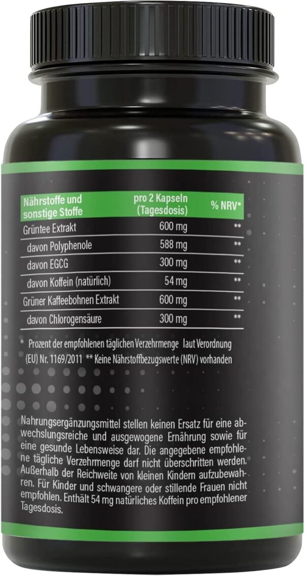 BRNR Green BRNR Green Tea Extract High Dose 120 Capsules with Extra Lots of EGCG + Polyphenols, Green Tea Capsules, Green Coffee Extract, 120 Capsules