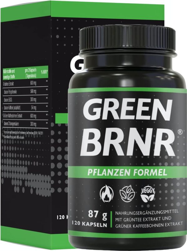 BRNR Green BRNR Green Tea Extract High Dose 120 Capsules with Extra Lots of EGCG + Polyphenols, Green Tea Capsules, Green Coffee Extract, 120 Capsules