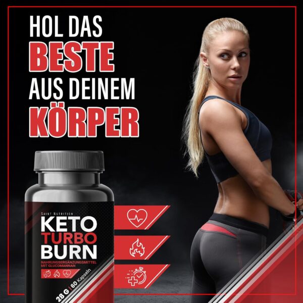Keto Turbo Burn – Instant Metabolism Formula – Appetite Suppressant Capsules – High Dose with Glucomannan – Support for Weight Loss – Ideal for Keto Diet – No Artificial Additives, 60 Premium Capsules