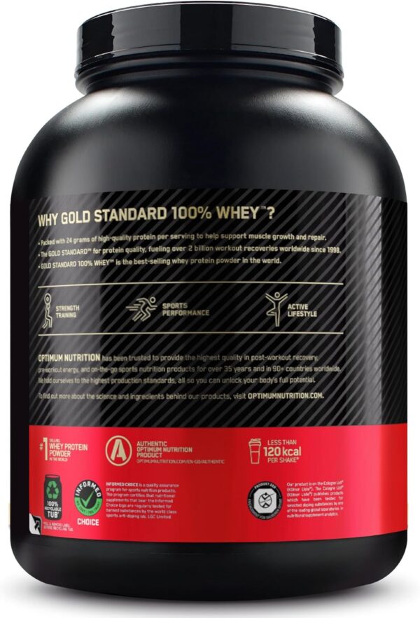 Optimum Nutrition Gold Standard Whey Muscle Building and Recovery Protein Powder With Glutamine and Amino Acids, Double Rich Chocolate, 74 Servings, 2.27kg, packaging may vary