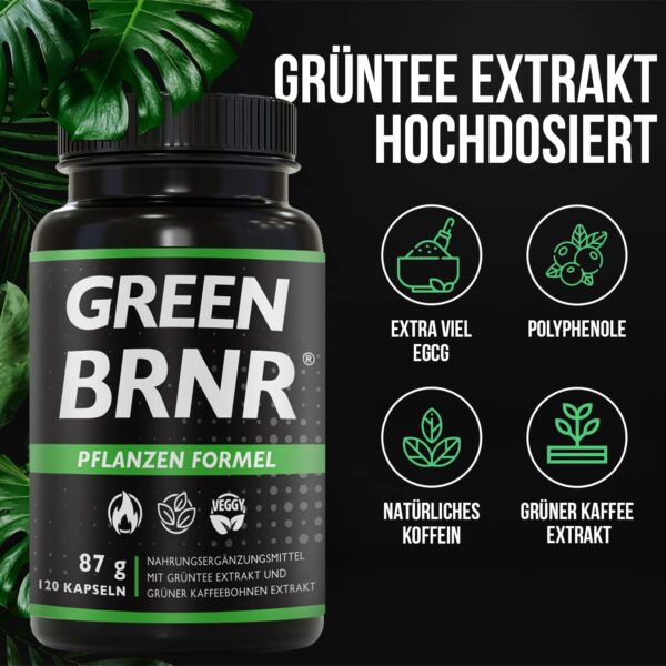 BRNR Green BRNR Green Tea Extract High Dose 120 Capsules with Extra Lots of EGCG + Polyphenols, Green Tea Capsules, Green Coffee Extract, 120 Capsules