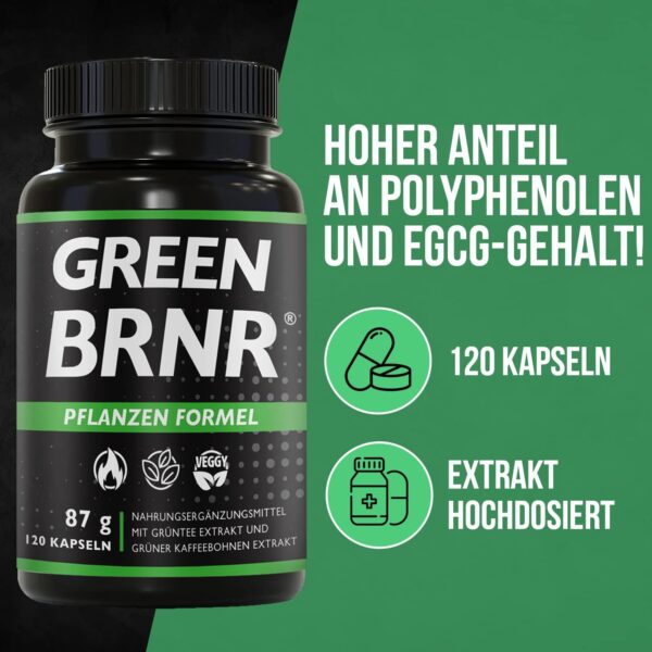 BRNR Green BRNR Green Tea Extract High Dose 120 Capsules with Extra Lots of EGCG + Polyphenols, Green Tea Capsules, Green Coffee Extract, 120 Capsules