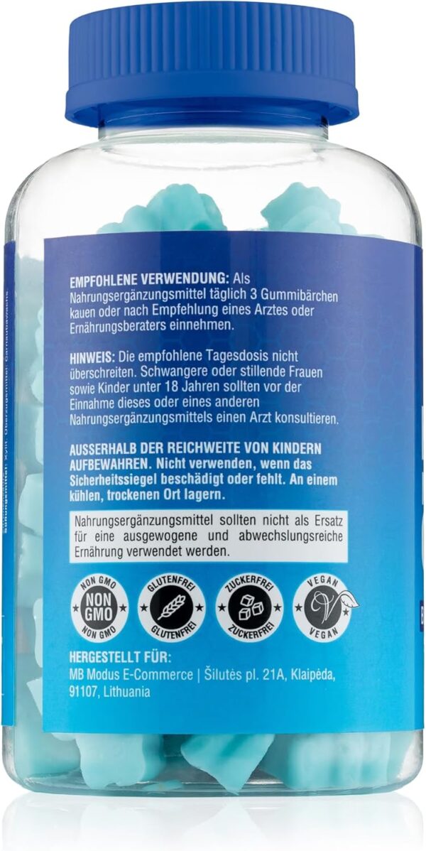 Creatine Monohydrate Gummy Bears - 5000 mg Creatine with BCAAs & L-Carnitine per Dose - For Muscle Building - Sugar Free, Anti-Melt Formula, Vegan, Gluten Free - 30 Servings (90 Pieces, Blueberry)