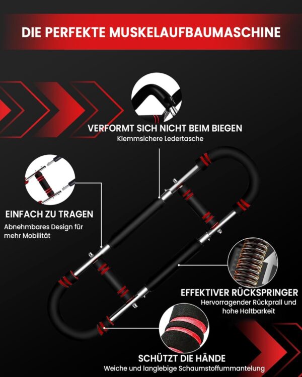 61U8EPwTuIL._AC_SL1500_.jpg Twister Armtrainer – Verstellbares Brust Trainingsgerät (30-50 kg / 70-110 lb), Portable Power Twister Stange mit abnehmbarem Design – Fitnessübungen überall Fitnessgeräte für Zuhause