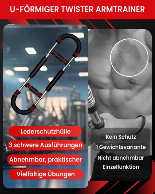 71MvJQ6tCUL._AC_SL1500_.jpg Twister Armtrainer – Verstellbares Brust Trainingsgerät (30-50 kg / 70-110 lb), Portable Power Twister Stange mit abnehmbarem Design – Fitnessübungen überall Fitnessgeräte für Zuhause